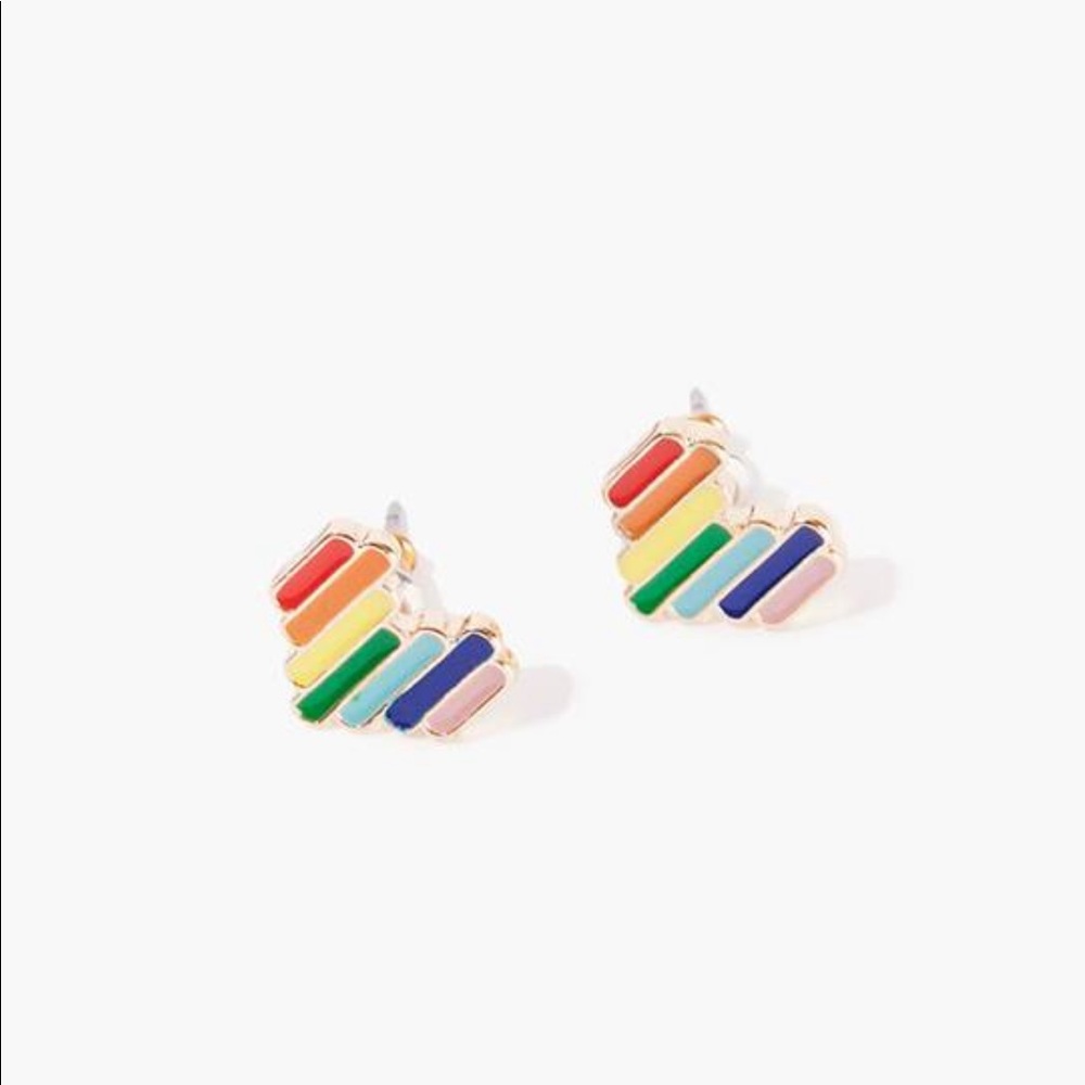 Rainbow heart stud earnings